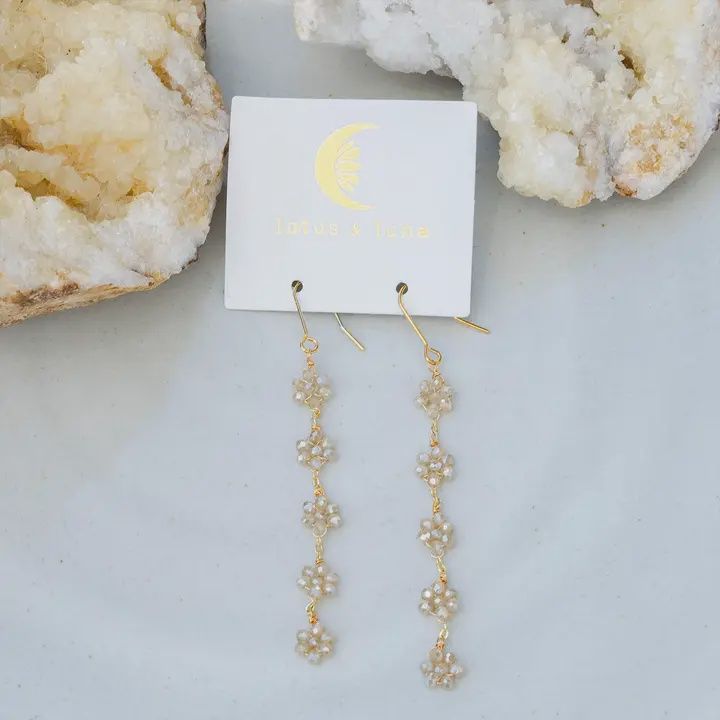 Cream Flower Dangle Earrings