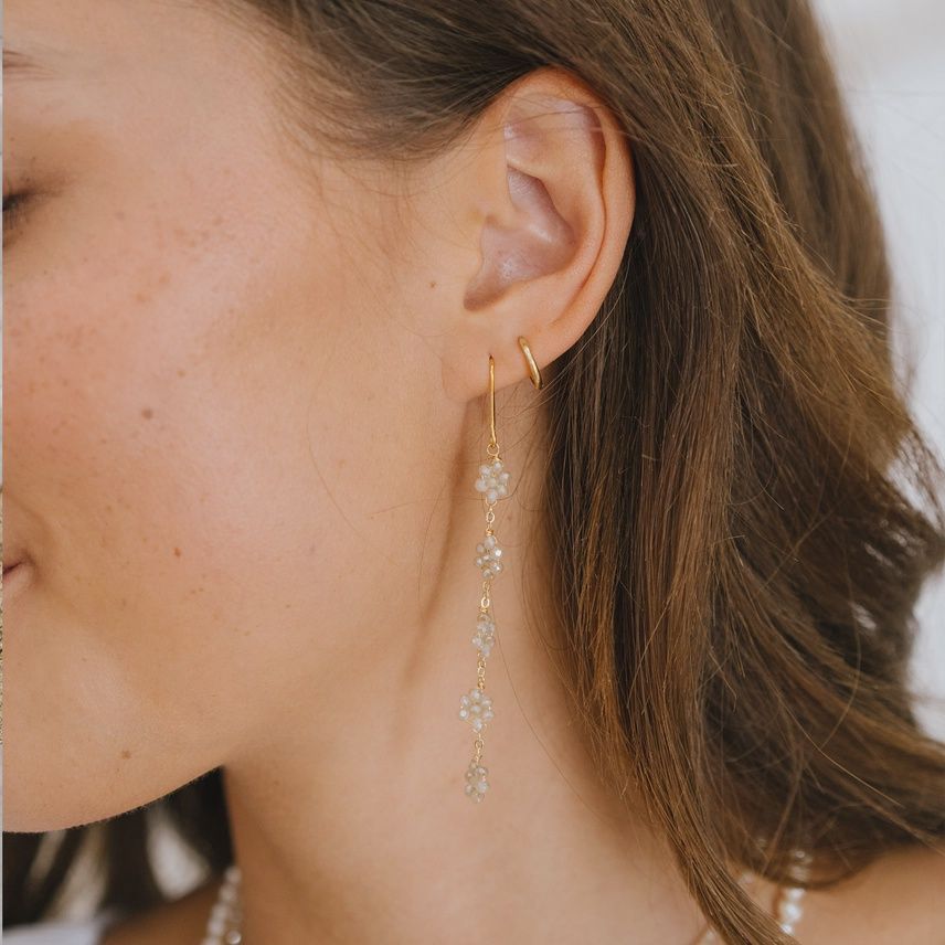Cream Flower Dangle Earrings