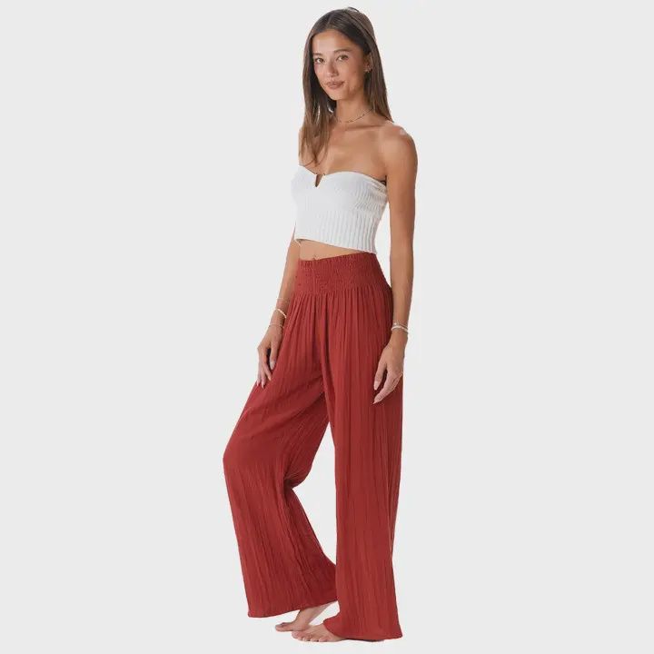 Seaside Spice Wide Leg Cotton Pants