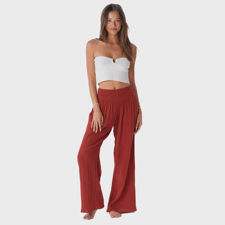 Seaside Spice Wide Leg Cotton Pants