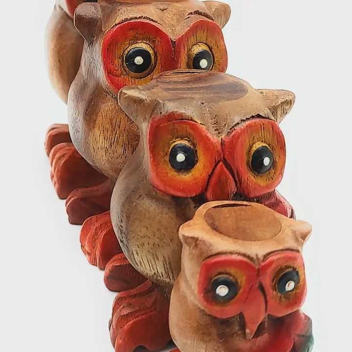 Color Wooden Hooting Owl 5in