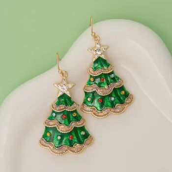 Christmas Tree Crystal Studded Earrings
