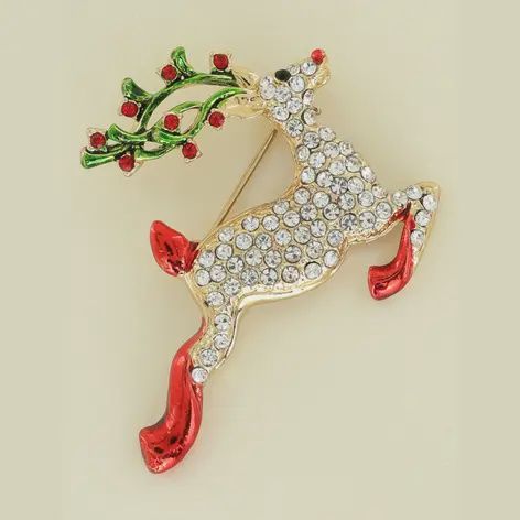 Rudolph Christmas Rhinestone Brooch