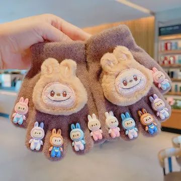 Cute Monster Five-Finger Furry Gloves