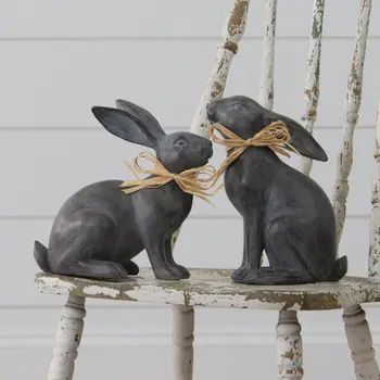 Rabbits With Raffia Bows
