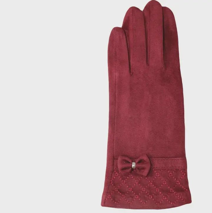 Faux Suede Texting Gloves w/ bow