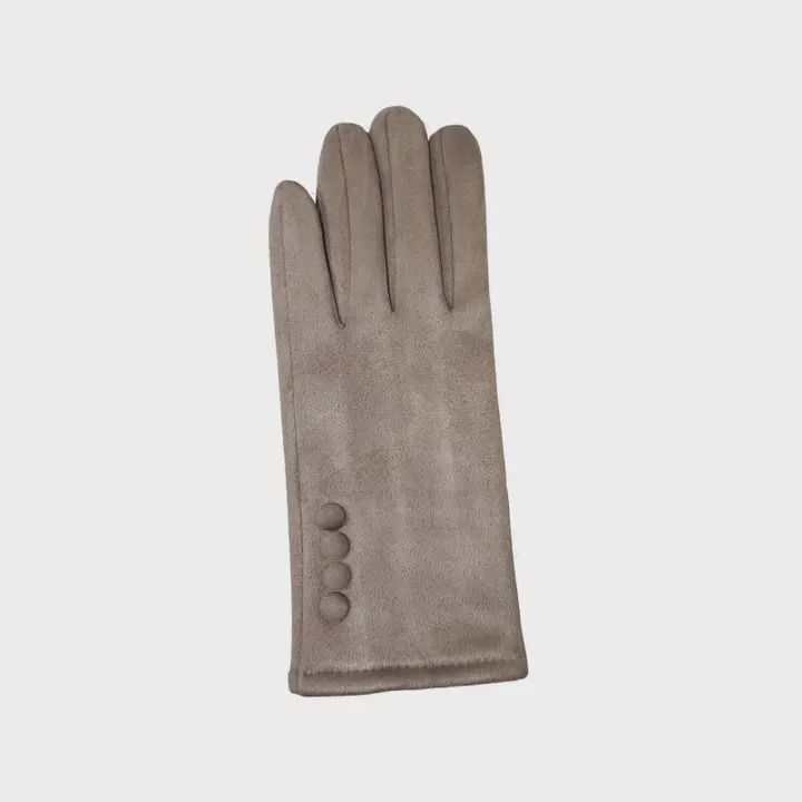 Faux Suede Gloves w/buttons