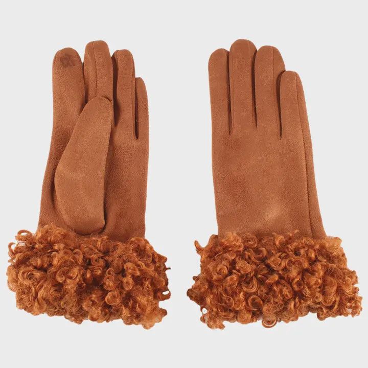 Texting Curly Cuff Gloves Winter