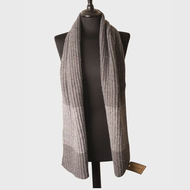 Grey Rib Knit Winter Scarf