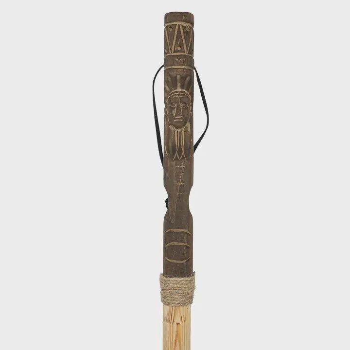 Carved Totem Walking Sticks w/ Compass