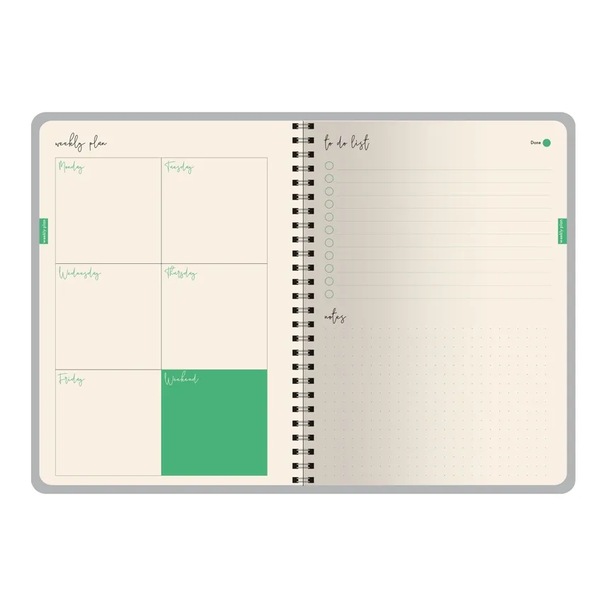 Greens &amp; Flowers Spiral Weekly Diary
