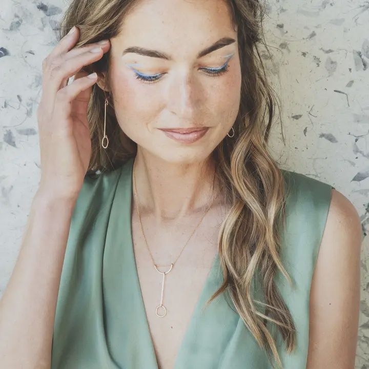 Silver Modo Line &amp; Circle Pendant Necklace