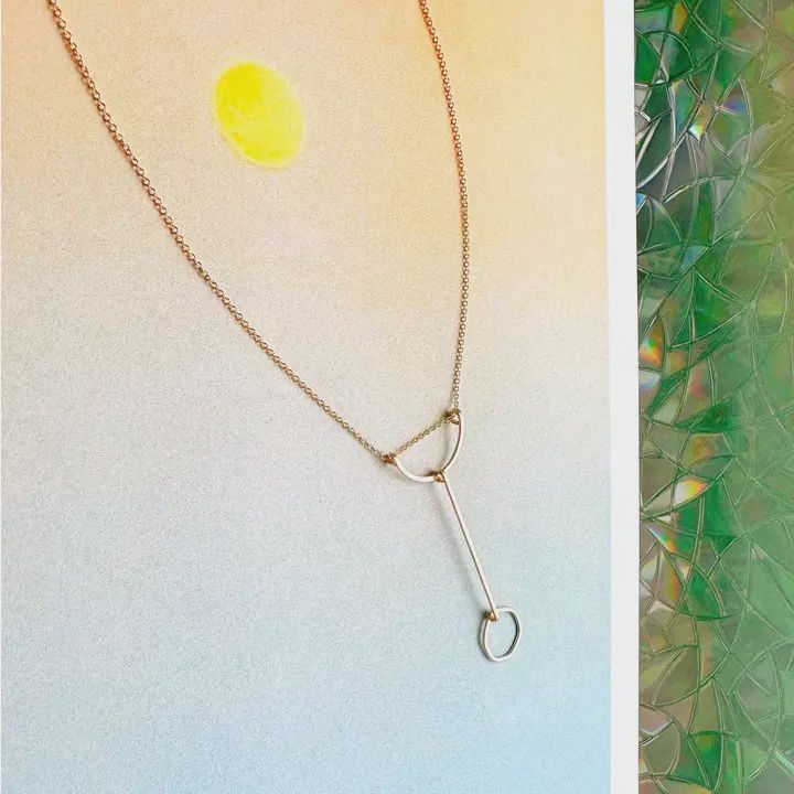 Silver Modo Line &amp; Circle Pendant Necklace