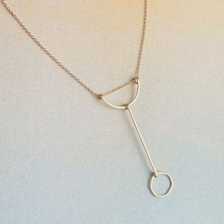 Silver Modo Line &amp; Circle Pendant Necklace