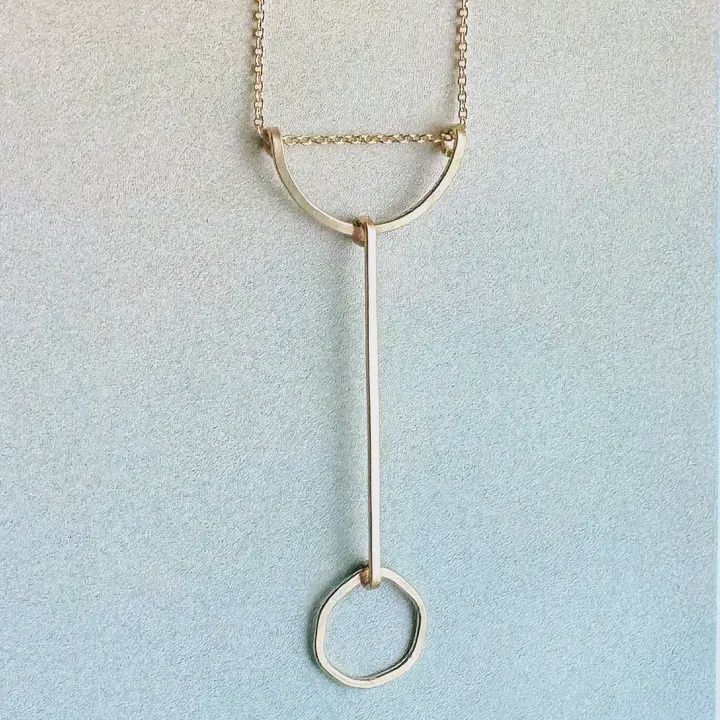 Silver Modo Line &amp; Circle Pendant Necklace