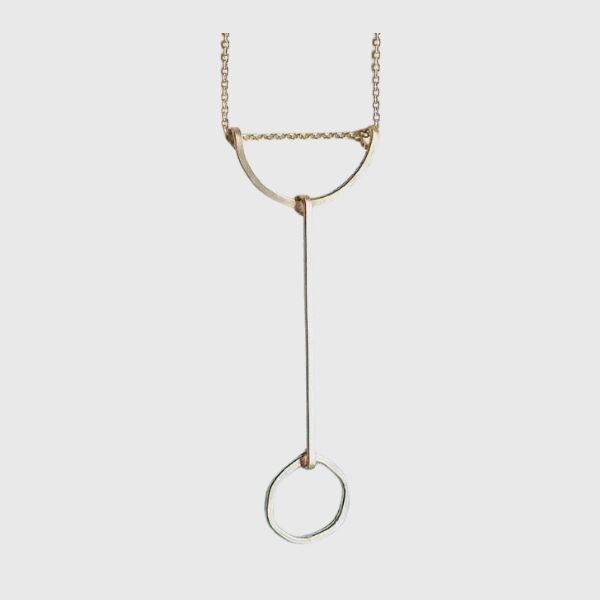 Silver Modo Line &amp; Circle Pendant Necklace