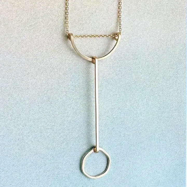 Silver Modo Line &amp; Circle Pendant Necklace