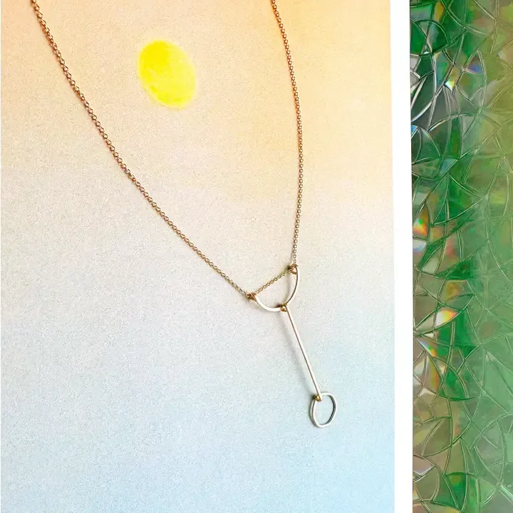 Silver Modo Line &amp; Circle Pendant Necklace
