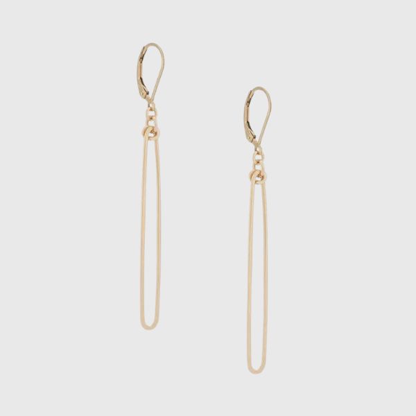 Gold Mast Earrings : Long Skinny Wire Rectangles