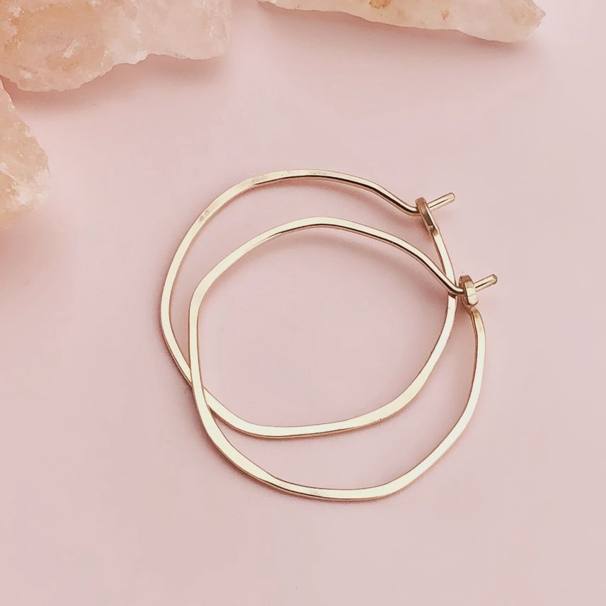 Gold Minimal Imperfect Hoop Earrings