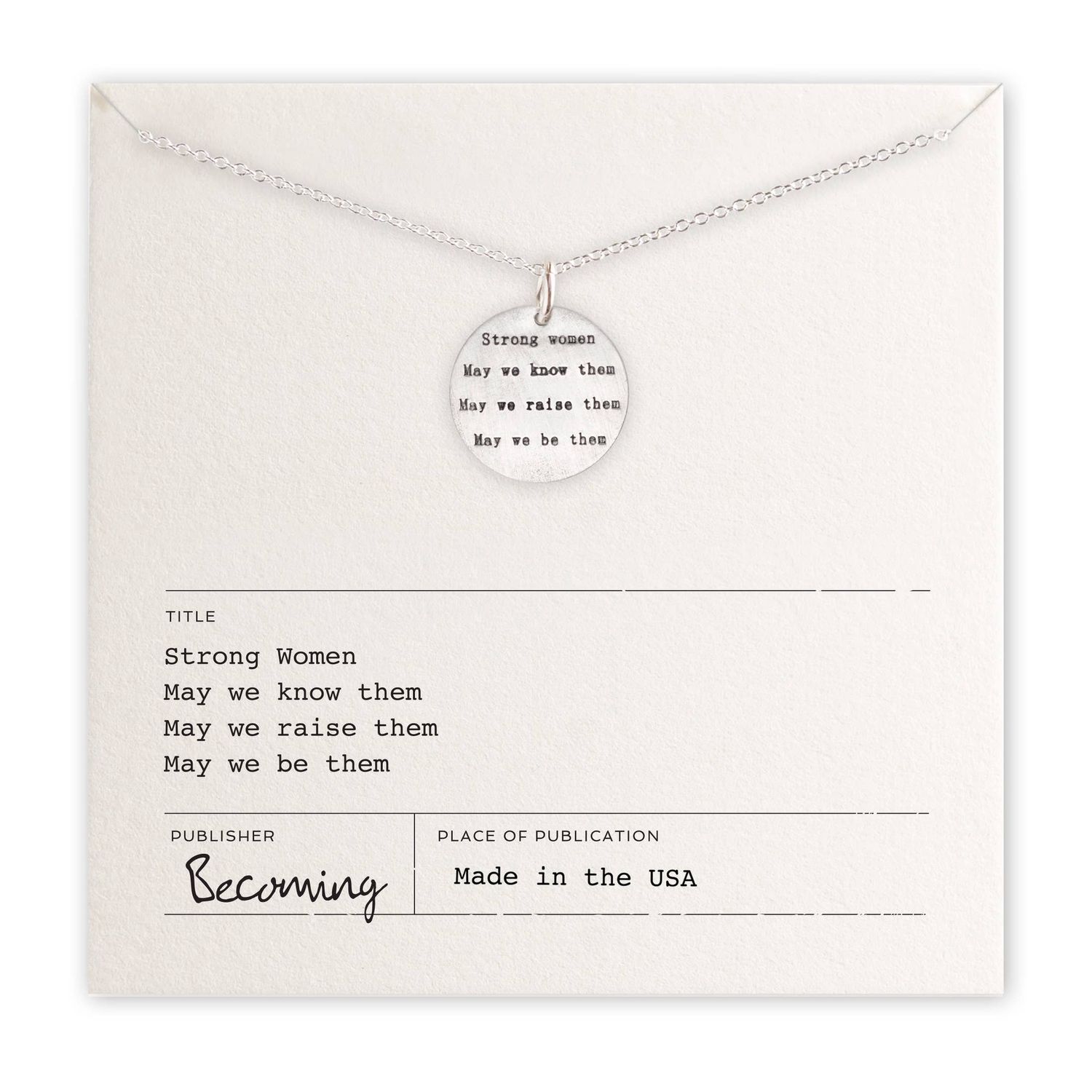 Strong Women Necklace, Select Metal: Sterling Silver