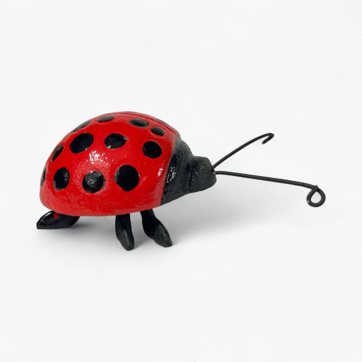 Ladybug Garden Statue and Paperweight, Red Cast Iron Shelf or Desk Decor