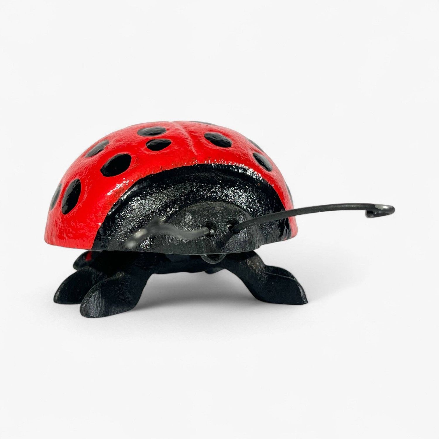 Ladybug Garden Statue and Paperweight, Red Cast Iron Shelf or Desk Decor