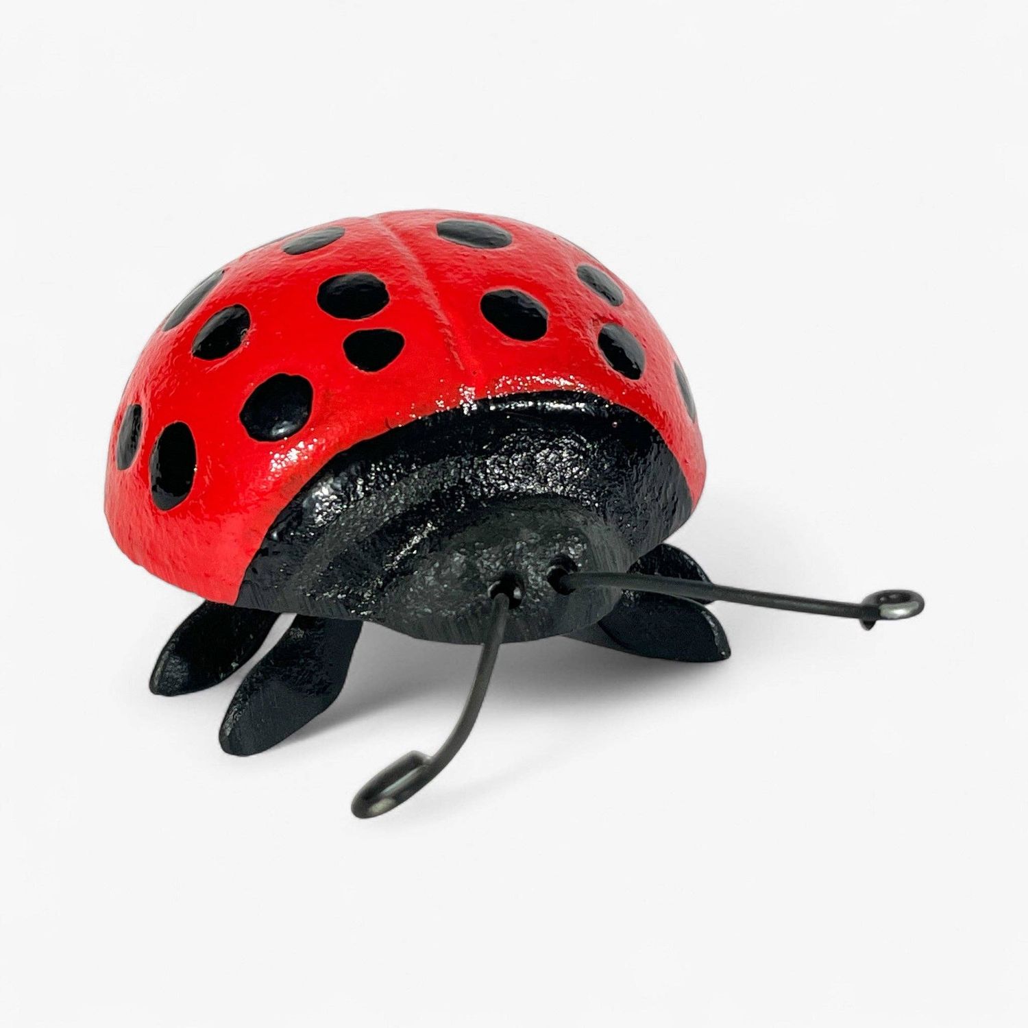 Ladybug Garden Statue and Paperweight, Red Cast Iron Shelf or Desk Decor