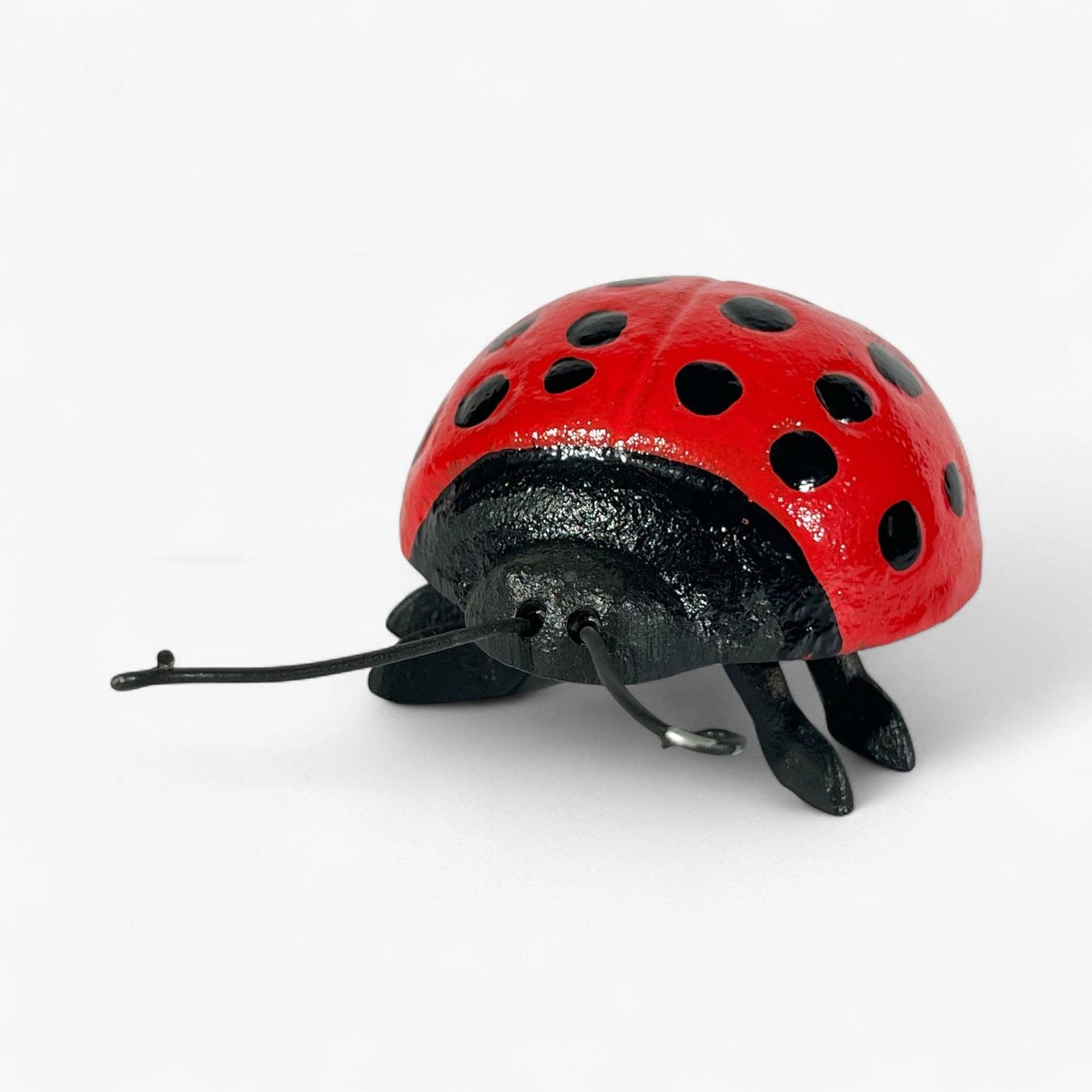 Ladybug Garden Statue and Paperweight, Red Cast Iron Shelf or Desk Decor