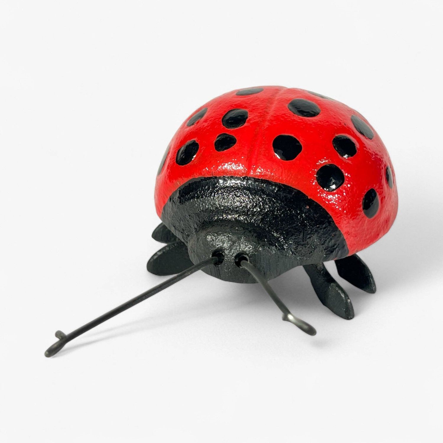 Ladybug Garden Statue and Paperweight, Red Cast Iron Shelf or Desk Decor