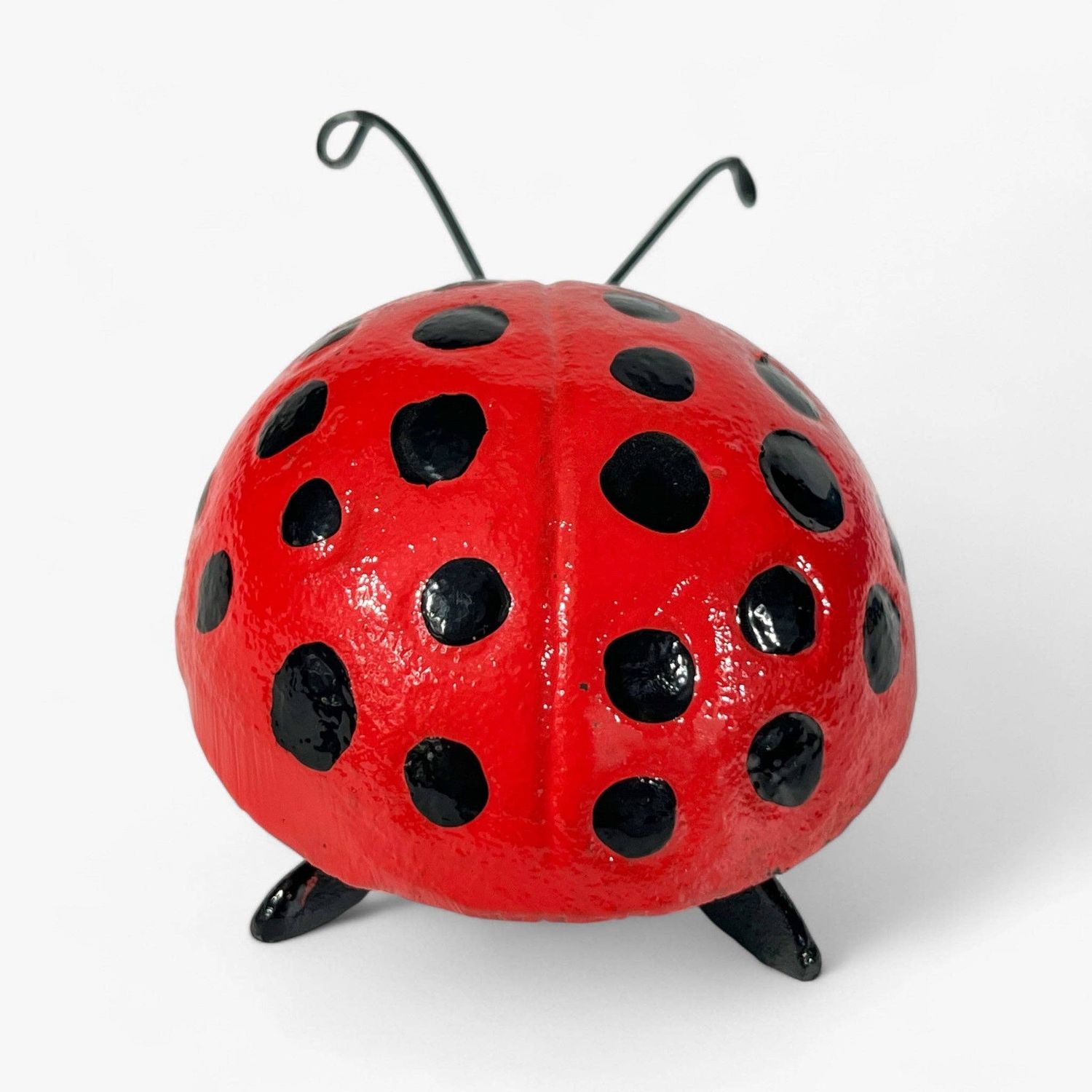 Ladybug Garden Statue and Paperweight, Red Cast Iron Shelf or Desk Decor