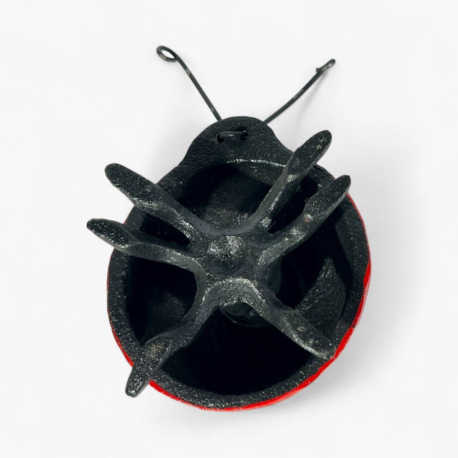 Ladybug Garden Statue and Paperweight, Red Cast Iron Shelf or Desk Decor