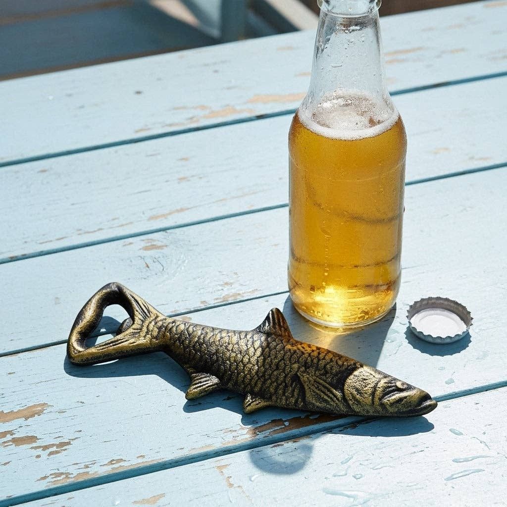 Fish Bottle Opener, Bronze Cast Iron Nautical Wall Mount Bar Tool