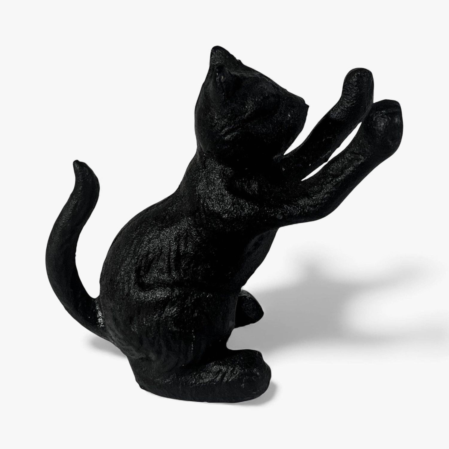 Cat Door Stop and Bookend, Black Cast Iron Shelf or Desk Decor