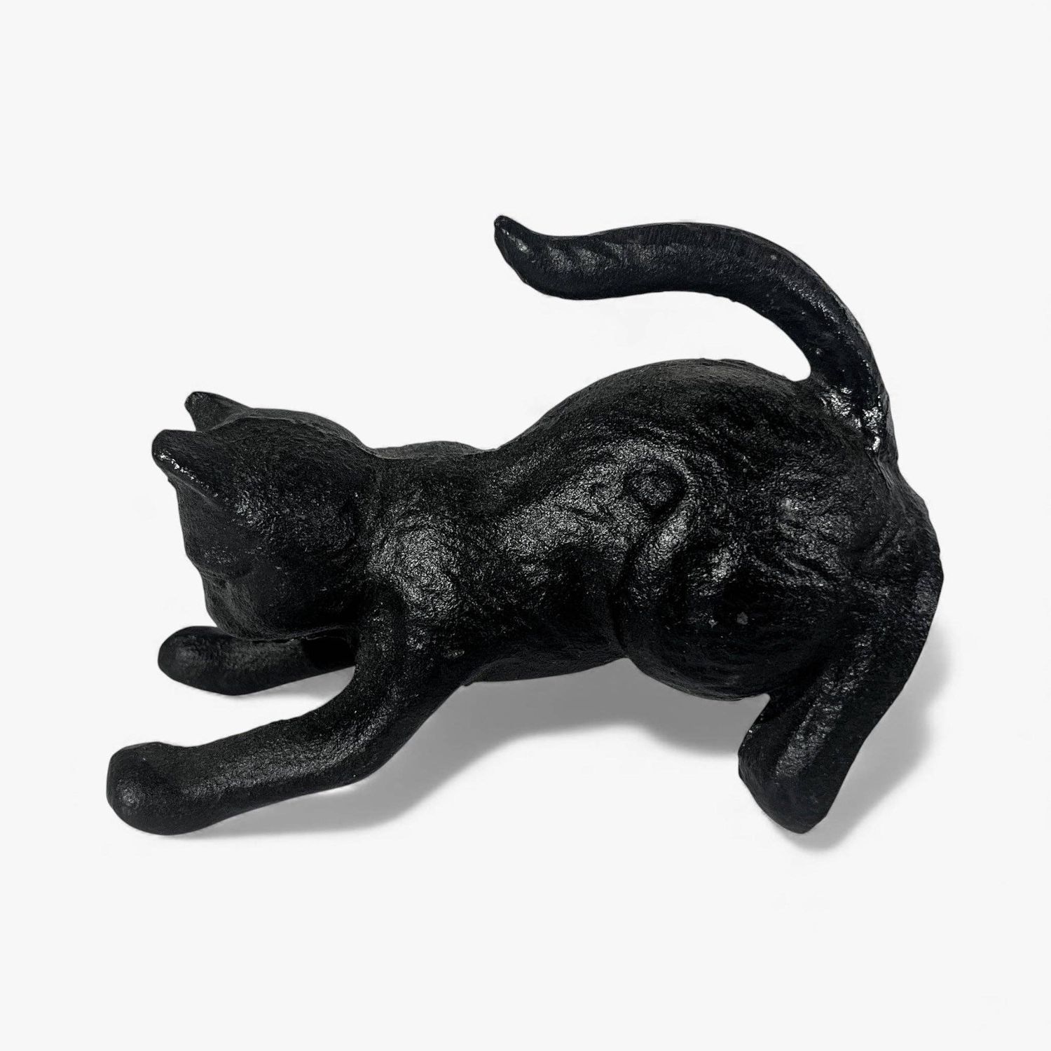 Cat Door Stop and Bookend, Black Cast Iron Shelf or Desk Decor