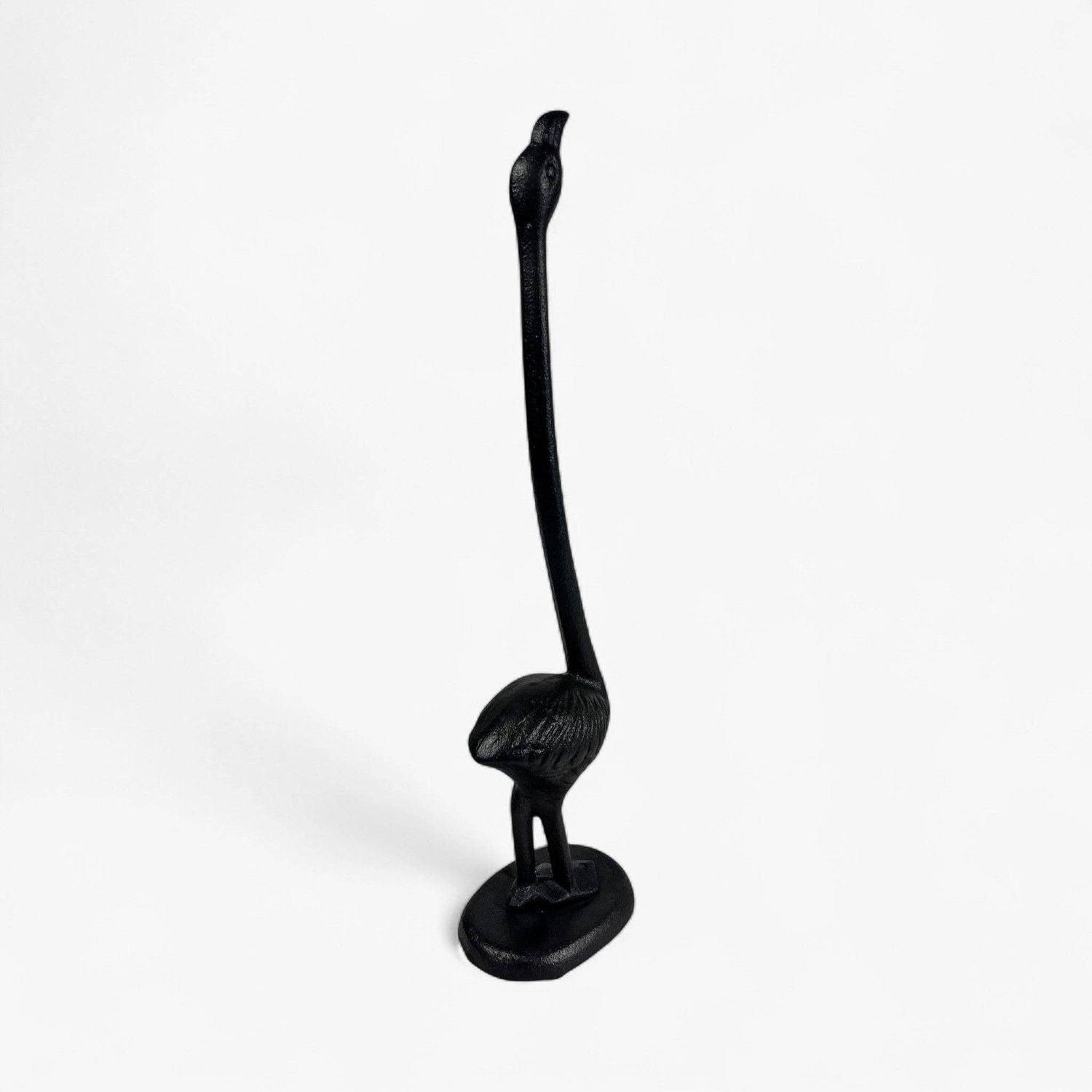 Flamingo Toilet Paper Holder, Black Cast Iron Bathroom Decor