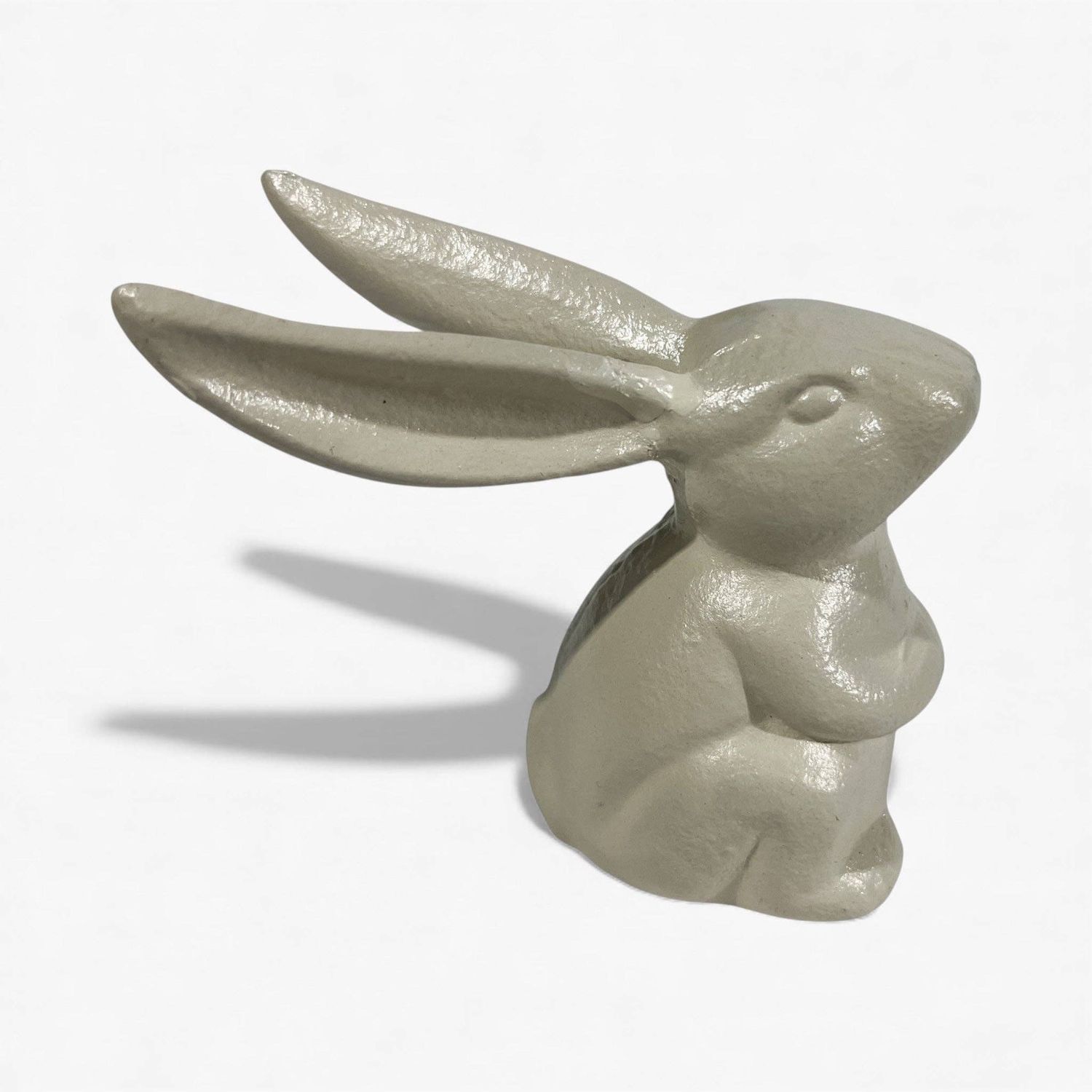 Bunny Statue, Cream Cast Iron, Garden or Indoor Figurine