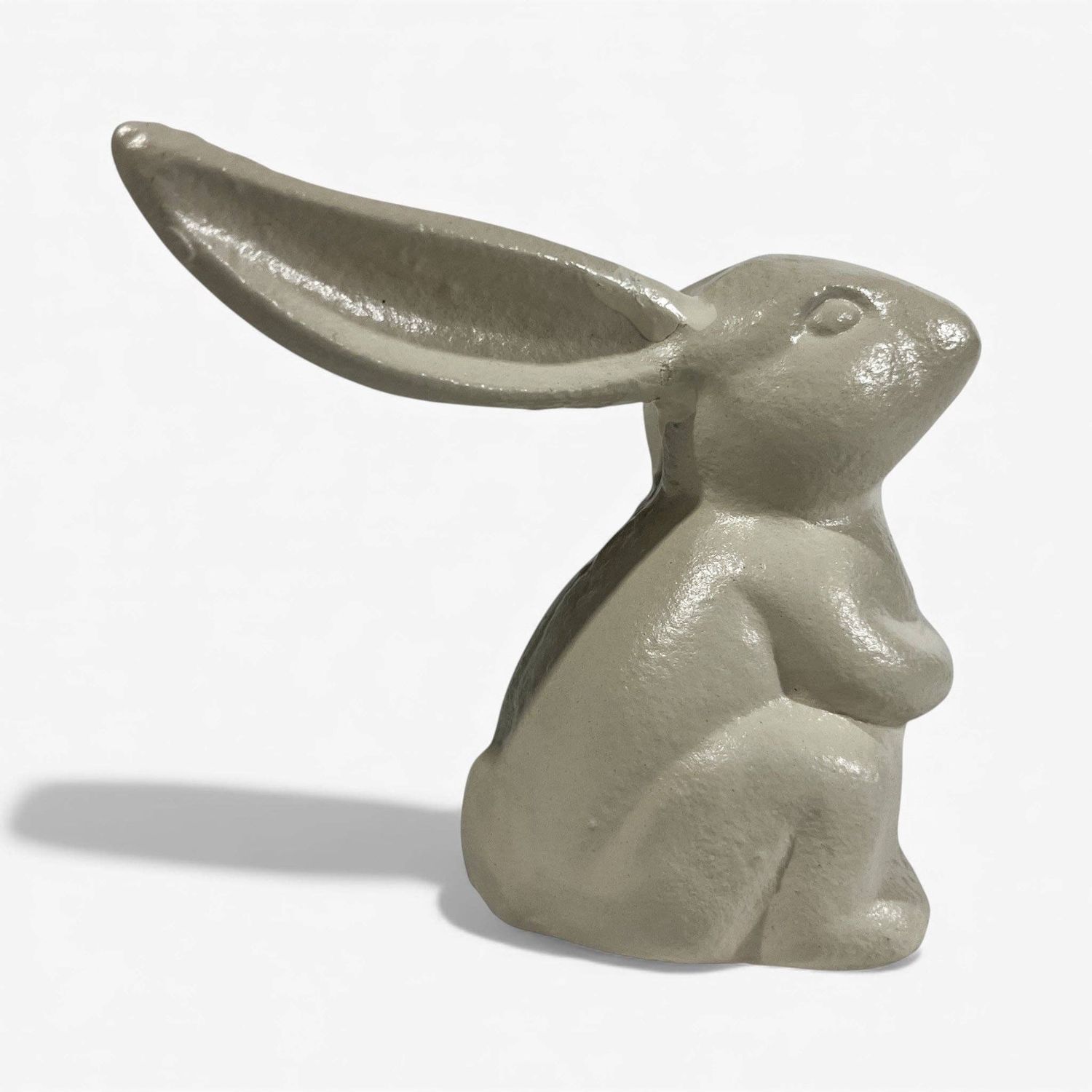 Bunny Statue, Cream Cast Iron, Garden or Indoor Figurine