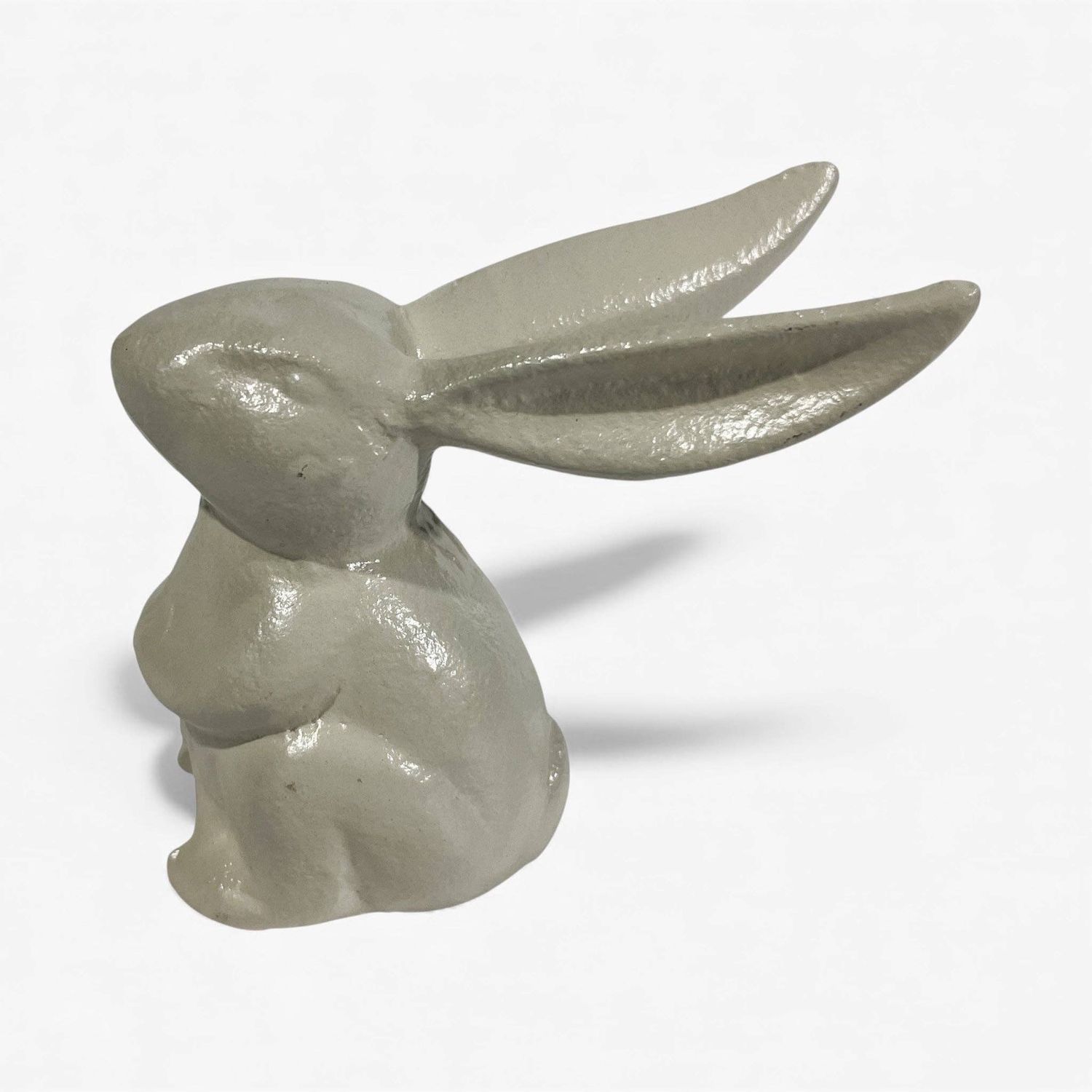 Bunny Statue, Cream Cast Iron, Garden or Indoor Figurine