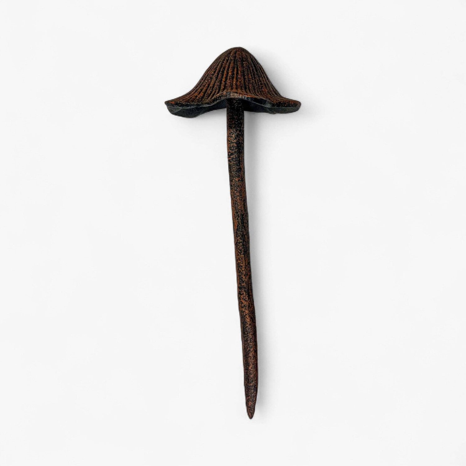 Mushroom Garden Stakes, Cast Iron  Aged Copper Finish