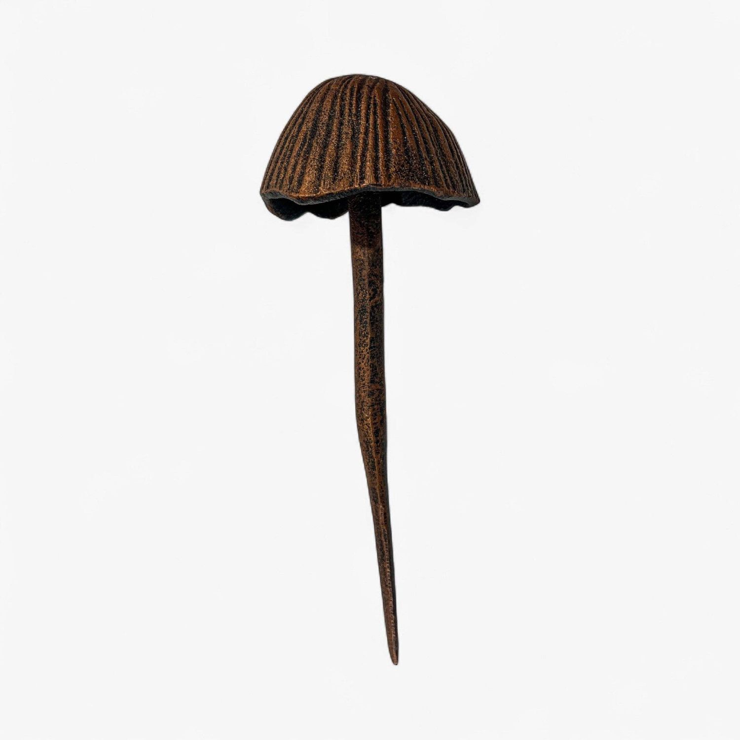 Mushroom Garden Stakes, Cast Iron  Aged Copper Finish