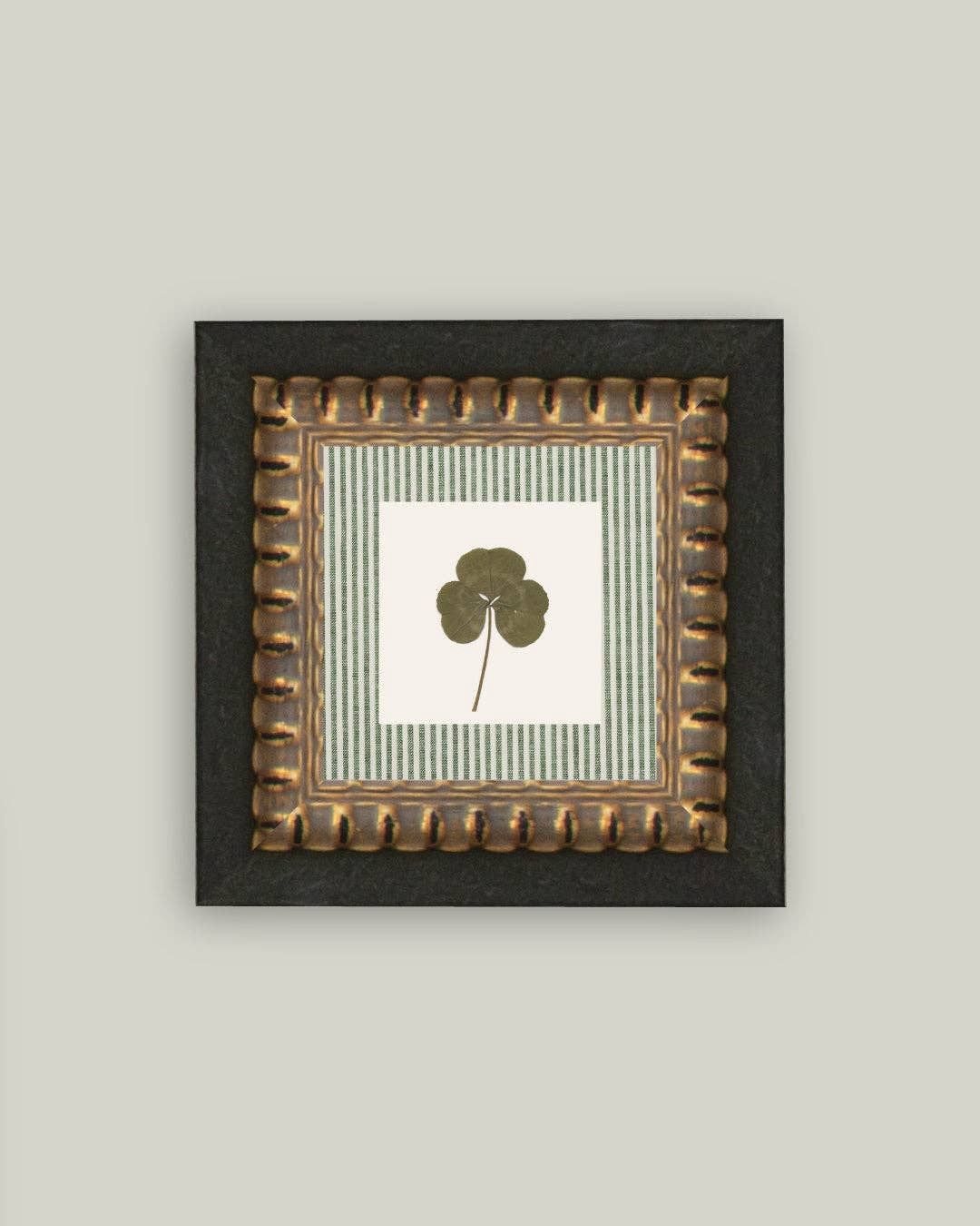 Clover on Stripes Framed Antique Art, Frame Size: 6x6
