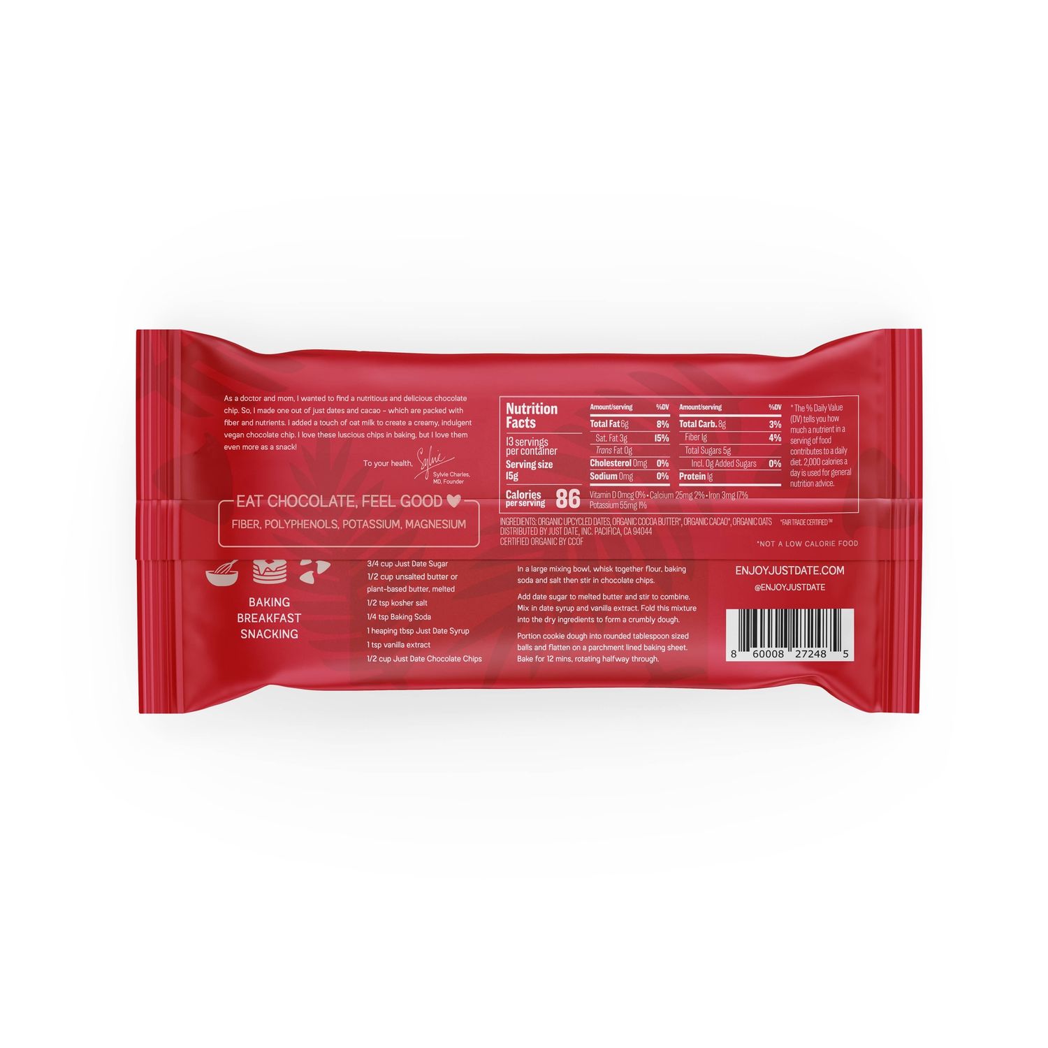 Organic Date Sweetened Milk Chocolate Chips