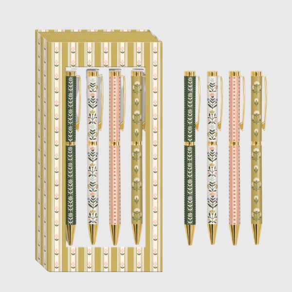 Mustard Stripe Boxed Pens