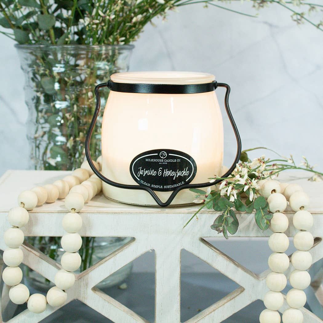 16 oz Butter Jar Candle: Jasmine &amp; Honeysuckle