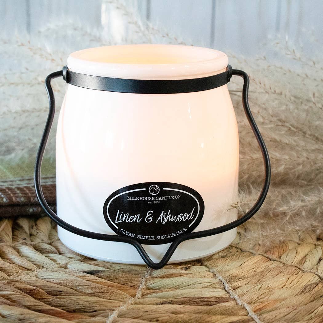 16 oz Butter Jar Candle: Linen &amp; Ashwood
