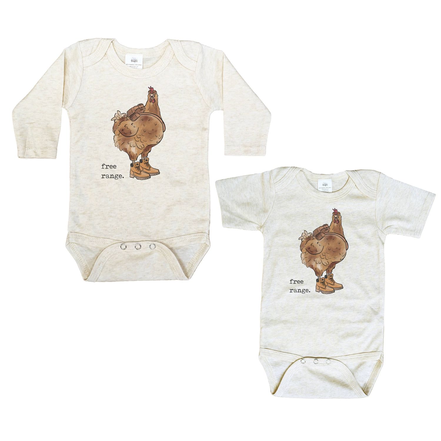 "Free Range" Chicken Funny Outdoor Country Baby Clothing