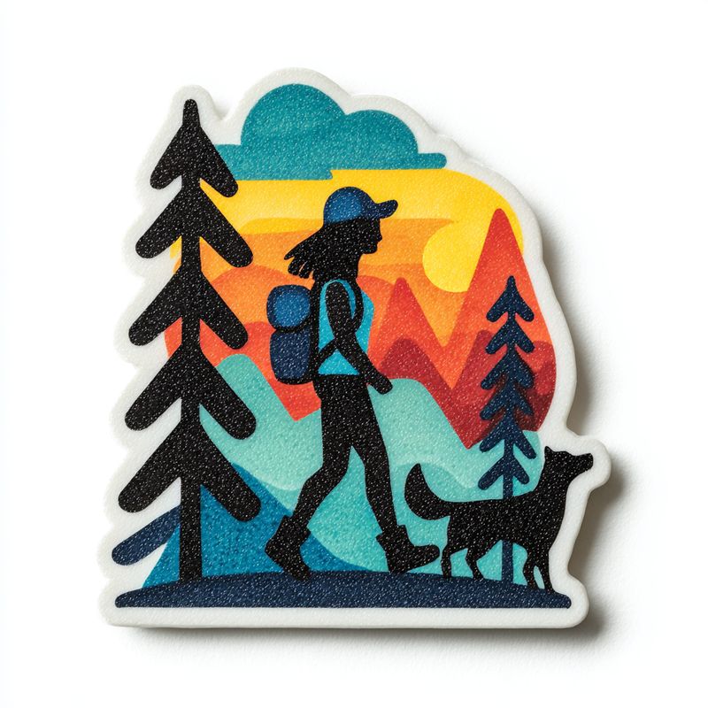 Hiking Printed Die Cut Sticker