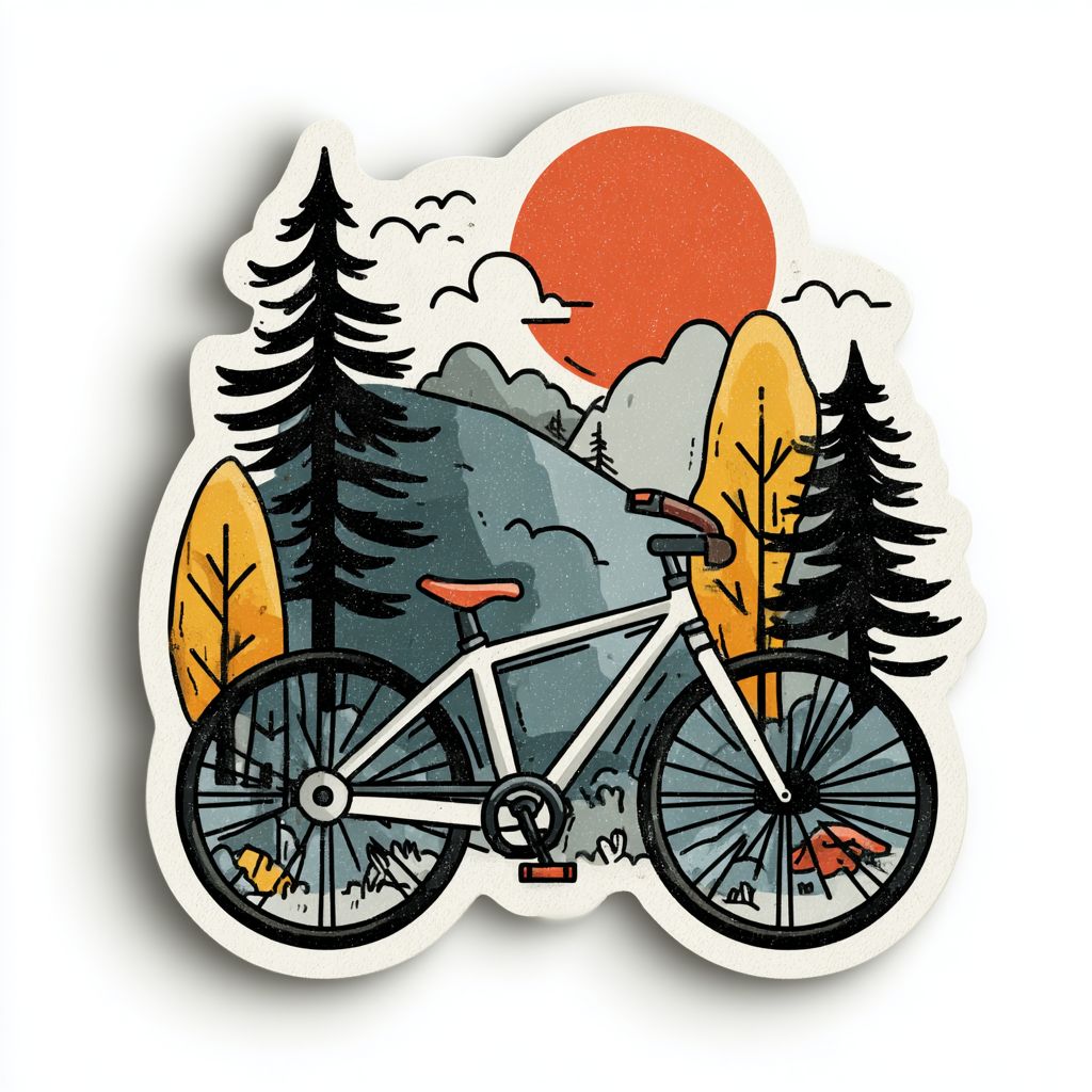 Sunset Biking Printed Die Cut Sticker, Case Pack: 20 Pack, Size: 3 Inch, Style: Die Cut/Matte