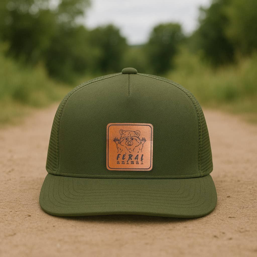 Feral Animal Raccoon Outdoor Nature Adult Trucker Hat, Color: Green